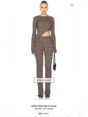 Women’s More To Come Cable Knit Two-Piece Sweater Pants Set Gray Medium